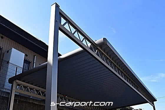 折板カーポート 柱外側 梁延長